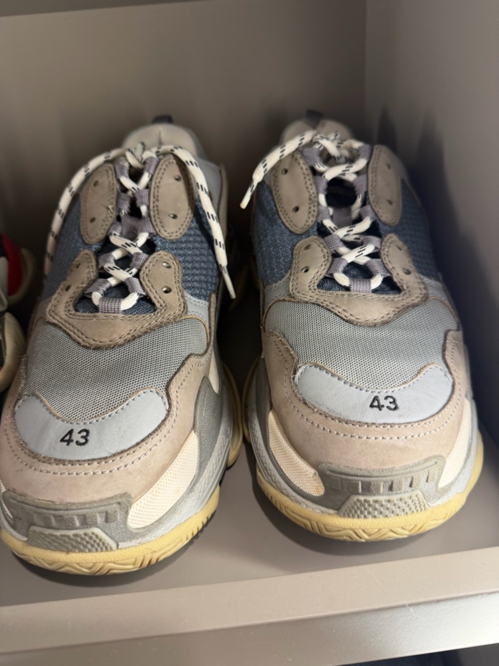 Balenciaga Triple S Sneakers in Light Gray, Beige and Blue